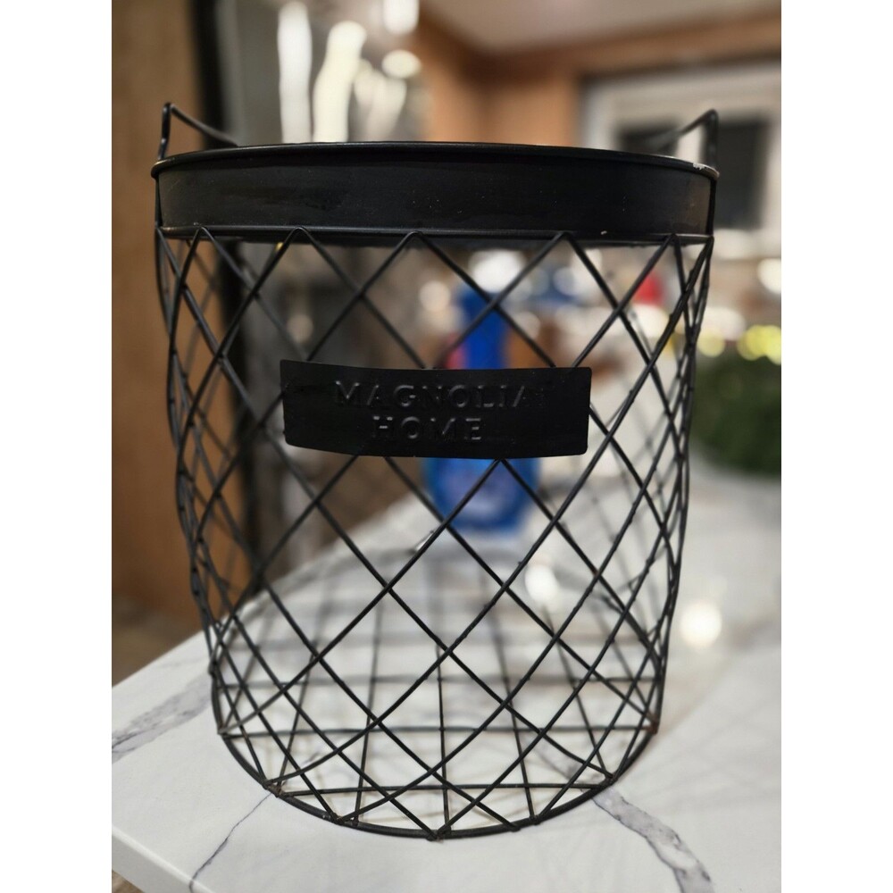 Magnolia Home Matte black metal wire basket Storage Decor